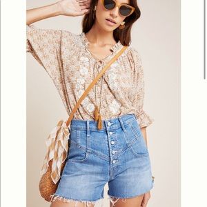 MOTHER size 27 Swooner Distressed Raw Hem Jean Shorts